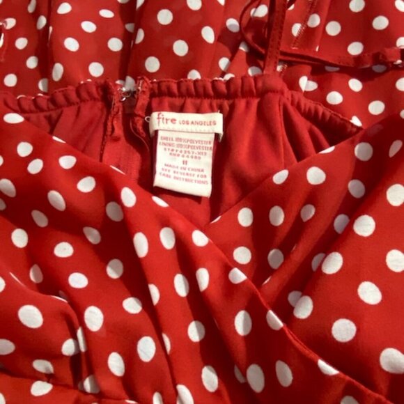 Fire Red & White Polka Dot Vintage Dress Y2K Pinup Sundress Dance EUC Rockabilly - Picture 6 of 6
